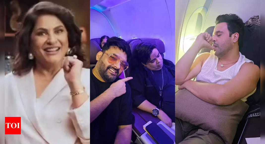 Archana Puran Singh gives a glimpse of travelling on a flight with Kapil Sharma, Kiku Sharda, Krushna Abhishek and Rajiv Thakur