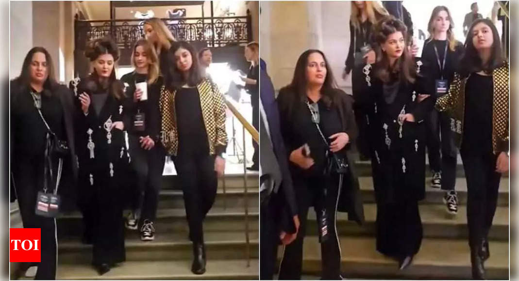 Aishwarya Rai Bachchan and daughter Aaradhya Bachchan twin in black at Paris Fashion Week 2024 | Hindi Movie News